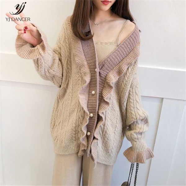 women's knits & tees net red temperament sweater cardigan autumn 2021 fashion personality loose long ruffled knit coat h0122, White
women's knits & tees net red temperament sweater cardigan autumn 2021 fashion personality loose long ruffled knit coat h0122, White