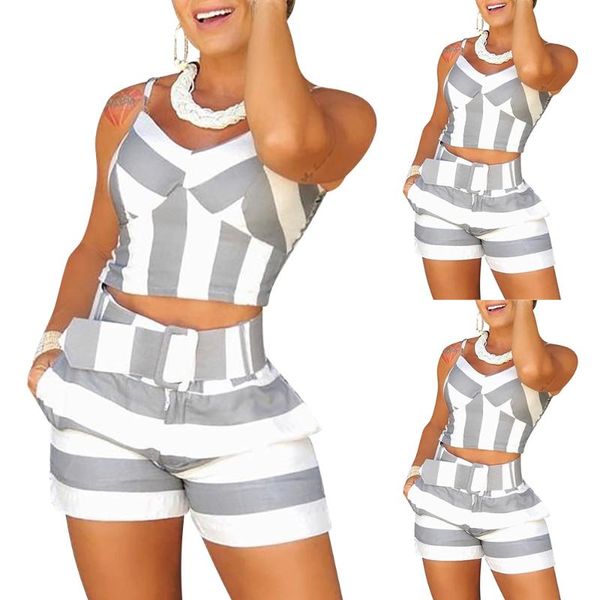 women summer casual stripe print spaghetti strap & side pocket shorts 2pcs set female v neck vest short pants set d30, White
women summer casual stripe print spaghetti strap & side pocket shorts 2pcs set female v neck vest short pants set d30, White