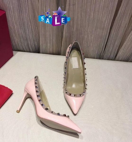 designer studs high heels patent leather rivets sandals women shoes valentine high heel shoes 8.5cm, Black
designer studs high heels patent leather rivets sandals women shoes valentine high heel shoes 8.5cm, Black