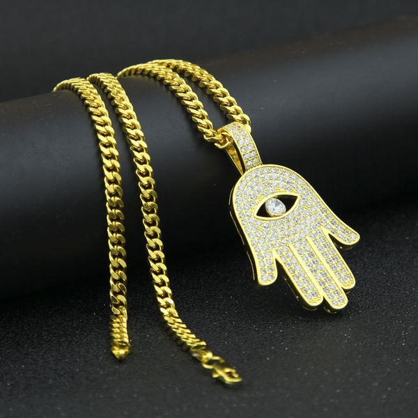 cuban link chains hip-hop micro-studded zircon hollowed-out eyes mathma's hand pendant khamannan pendant, Silver
cuban link chains hip-hop micro-studded zircon hollowed-out eyes mathma's hand pendant khamannan pendant, Silver