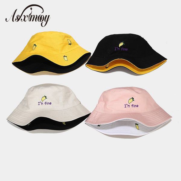 wholesale bucket hat women men hip hop fisherman caps lemon embroidery double sided panama caps bob femme sun hat gorras 2020
wholesale bucket hat women men hip hop fisherman caps lemon embroidery double sided panama caps bob femme sun hat gorras 2020