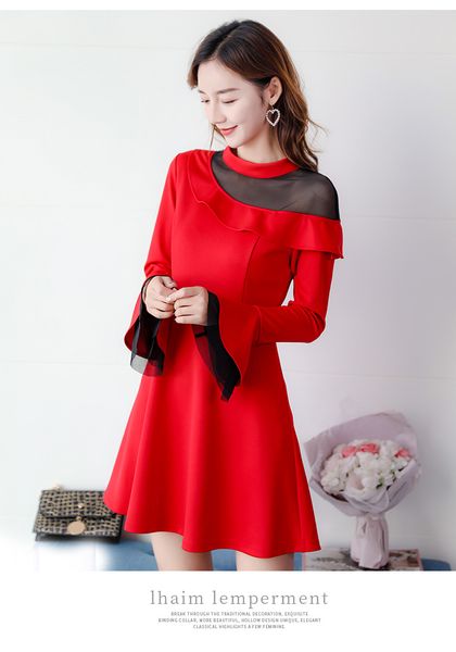 watermelon red long sleeve pure color cultivate one's morality show thin casual dress, Black;gray
watermelon red long sleeve pure color cultivate one's morality show thin casual dress, Black;gray