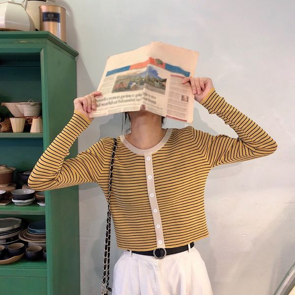 women pullover sweaters striped patchwork button o-neck autumn winter fashion slim ladies knitted korean sweater, White;black
women pullover sweaters striped patchwork button o-neck autumn winter fashion slim ladies knitted korean sweater, White;black