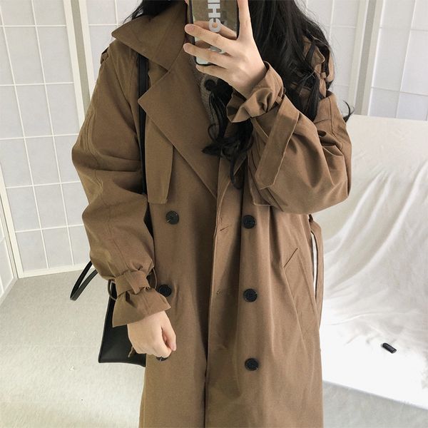 autumn women's pregnant long windbreaker with belt button large loose lapel female pregnant women windbreaker, White 
autumn women's pregnant long windbreaker with belt button large loose lapel female pregnant women windbreaker, White