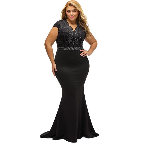 backlakegirls 2019 black plus size short sleeve v neck jersey mermaid evening dresses floor length women formal party dress, White;black
backlakegirls 2019 black plus size short sleeve v neck jersey mermaid evening dresses floor length women formal party dress, White;black