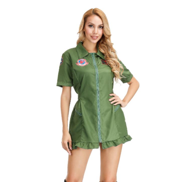women pilot costume flight suit adults 80s movie us flight zipper front army dress halloween cosplay costume, Silver
women pilot costume flight suit adults 80s movie us flight zipper front army dress halloween cosplay costume, Silver