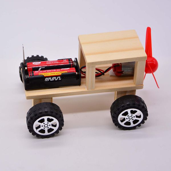 Wind Powered Car Model Diy Assemble Kit School Physics Science Educational Toy