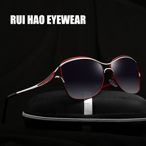 rui hao eyewear brand fashion sunglasses women polarized sunglasses women popular pilot sun glasses oculos de sol km8116 y200415, White;black