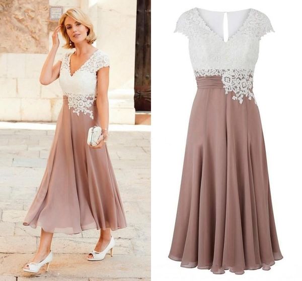mother of the bride dress deep v neck chiffon tea length wedding guest dress short sleeves lace groom party gowns, Black;red
mother of the bride dress deep v neck chiffon tea length wedding guest dress short sleeves lace groom party gowns, Black;red