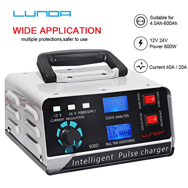 smart battery charger 12v/24v automotive battery charger maintainer 400ah trickle charger for car truck boat motorcycle rv
smart battery charger 12v/24v automotive battery charger maintainer 400ah trickle charger for car truck boat motorcycle rv