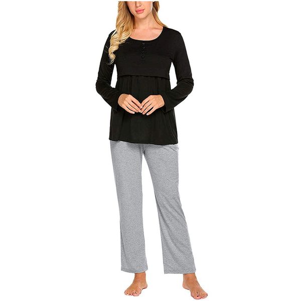 2 pieces set maternity dresses suit two-piece women maternity long sleeve nursing baby t-shirt +pants pajamas set suit #1024, White
2 pieces set maternity dresses suit two-piece women maternity long sleeve nursing baby t-shirt +pants pajamas set suit #1024, White