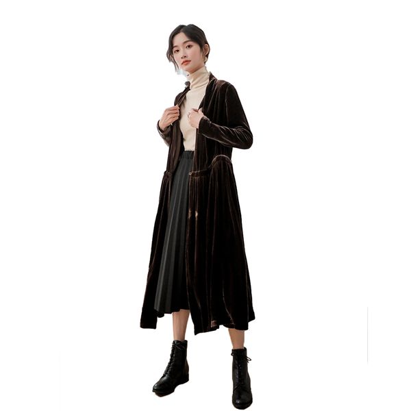 women trench coat long female nightgown style spring autumn fashion gold velvet silk drape temperament original windbreaker 65q, Tan;black
women trench coat long female nightgown style spring autumn fashion gold velvet silk drape temperament original windbreaker 65q, Tan;black