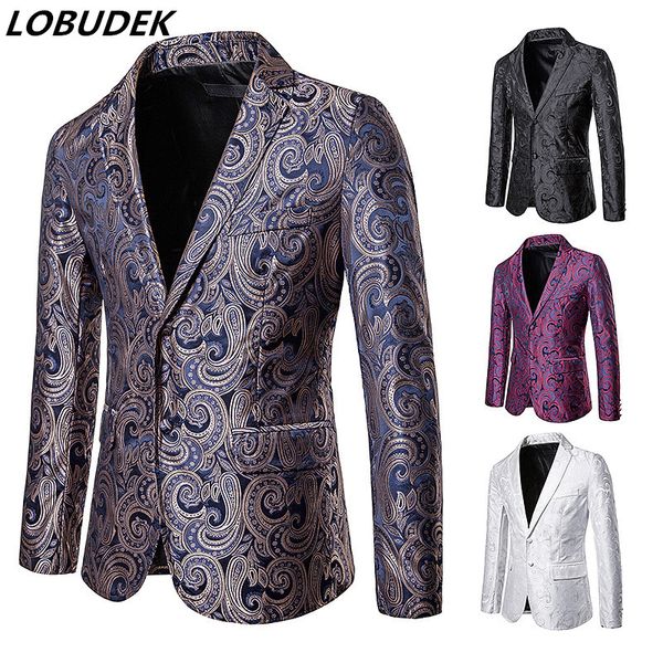 men's suits & blazers fashion business office casual jacquard blazer european style nightclub party coat for singer host spring autumn, White;black
men's suits & blazers fashion business office casual jacquard blazer european style nightclub party coat for singer host spring autumn, White;black