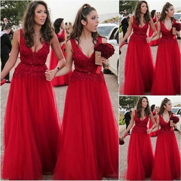 a line tulle bridesmaid dresses lace v neck floor length maid of honor gowns plus size wedding guest dress, White;pink
a line tulle bridesmaid dresses lace v neck floor length maid of honor gowns plus size wedding guest dress, White;pink