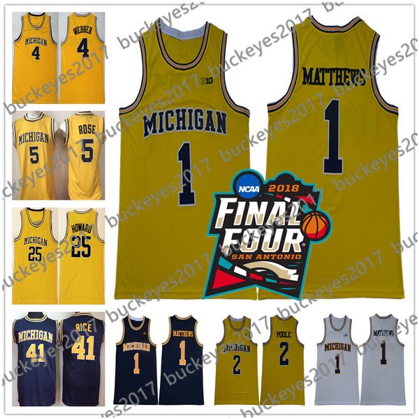 2018 ncaa final four michigan wolverines college basketball jersey webber rose howard rice chris jalen dwight glen yellow vintage, Black
2018 ncaa final four michigan wolverines college basketball jersey webber rose howard rice chris jalen dwight glen yellow vintage, Black
