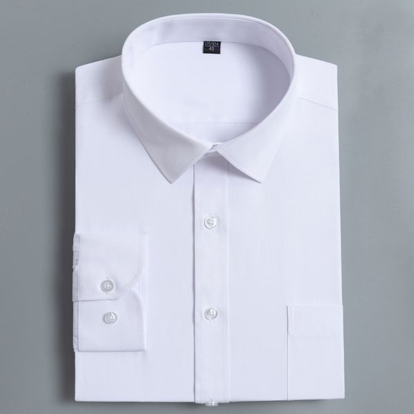 men's standard-fit solid basic dress shirts patch single pocket male classic social long-sleeve shirt office working wear, White;black
men's standard-fit solid basic dress shirts patch single pocket male classic social long-sleeve shirt office working wear, White;black
