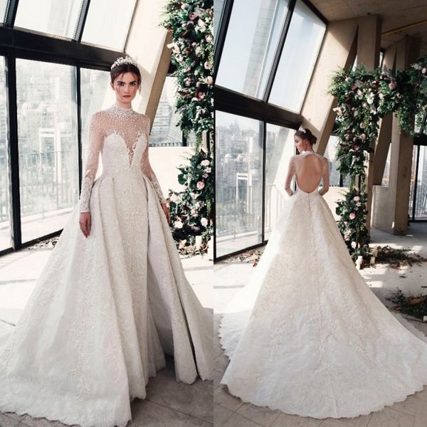 tony ward 2019 a line wedding dresses princess high neck overskirts lace appliques long sleeve backless bridal gowns beach robe de mariée, White
tony ward 2019 a line wedding dresses princess high neck overskirts lace appliques long sleeve backless bridal gowns beach robe de mariée, White