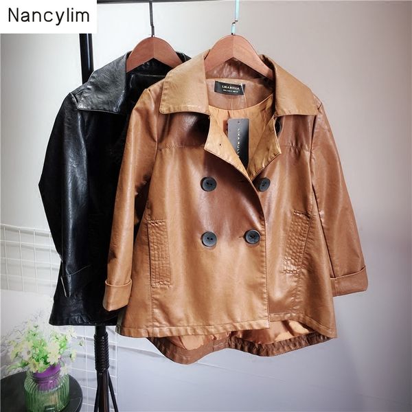 spring autumn new double-breasted pu leather jacket female casual leather jackets coat for women outwears, Black
spring autumn new double-breasted pu leather jacket female casual leather jackets coat for women outwears, Black