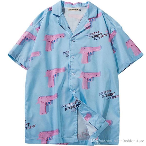casual printed short sleeve shirt men street hawaii beach women fashion short sleeve shirts harujuku mens, White;black 
casual printed short sleeve shirt men street hawaii beach women fashion short sleeve shirts harujuku mens, White;black