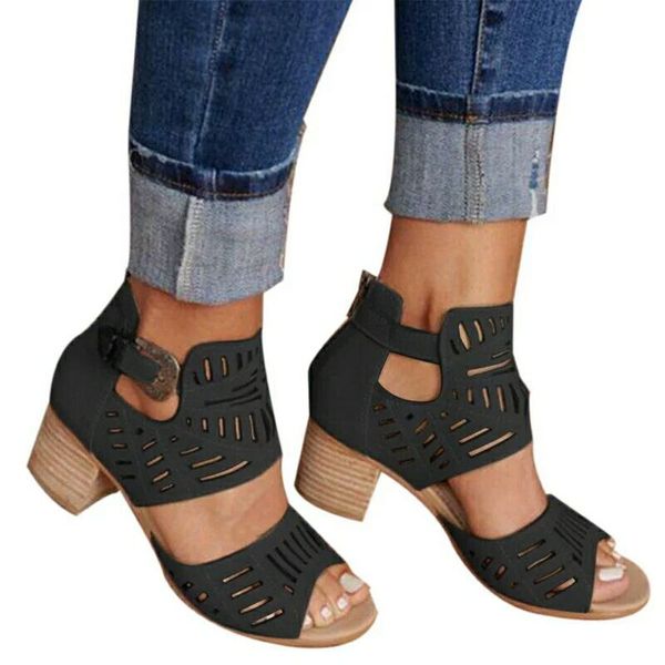 sandals style chunky high heel fish mouth women summer hollow buckle large size women's, Black
sandals style chunky high heel fish mouth women summer hollow buckle large size women's, Black