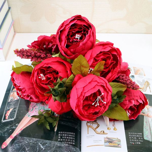 13 branches fresh artificial silk peony bouquets big flowers european style for wedding party office l home garden decor
13 branches fresh artificial silk peony bouquets big flowers european style for wedding party office l home garden decor