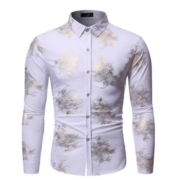 white metallic floral print shirt men 2019 brand slim fit mens casual button down dress shirts dj party nightclub social shirt, White;black
white metallic floral print shirt men 2019 brand slim fit mens casual button down dress shirts dj party nightclub social shirt, White;black