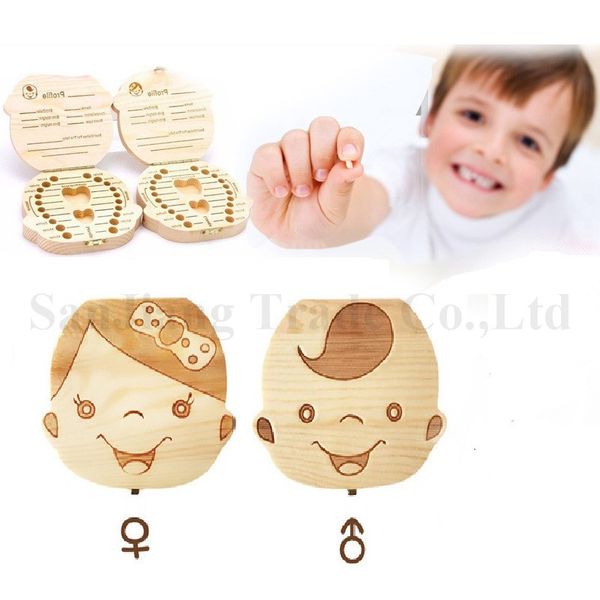 Baby Teeth Storage Box Save Milk Tooth Wooden Boxes Boys Girls Image Organizer Deciduous Teeth Case Childs Diy Creative A122605