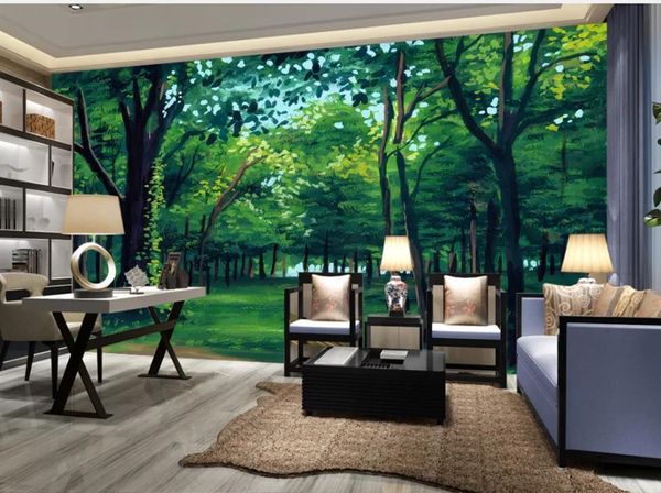 fresh green hand painted woods forest landscape background wall modern wallpaper for living room
fresh green hand painted woods forest landscape background wall modern wallpaper for living room
