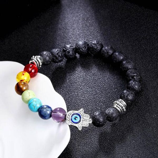 8mm lava energy chakra bracelets colorful beads bracelets hand of hamsa fatima bracelets, Black
8mm lava energy chakra bracelets colorful beads bracelets hand of hamsa fatima bracelets, Black