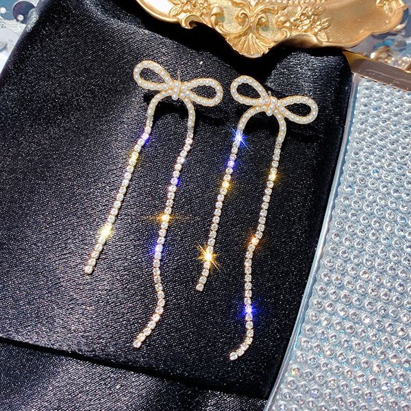 cute bowknot crystal drop earring for women bijoux long tassel rhinestone dangle earrings statement earrings jewelry gift, Silver
cute bowknot crystal drop earring for women bijoux long tassel rhinestone dangle earrings statement earrings jewelry gift, Silver