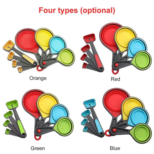 8pcs/set food grade silicone foldable measuring cups set spoon kitchen tool ice cream collapsible baking cook tools 
8pcs/set food grade silicone foldable measuring cups set spoon kitchen tool ice cream collapsible baking cook tools