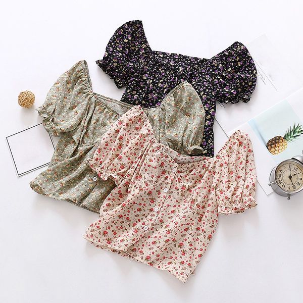 women's blouses & shirts blouse women summer print square collar sweet short sleeve vintage chiffon shirt blusas mujer de moda, White
women's blouses & shirts blouse women summer print square collar sweet short sleeve vintage chiffon shirt blusas mujer de moda, White