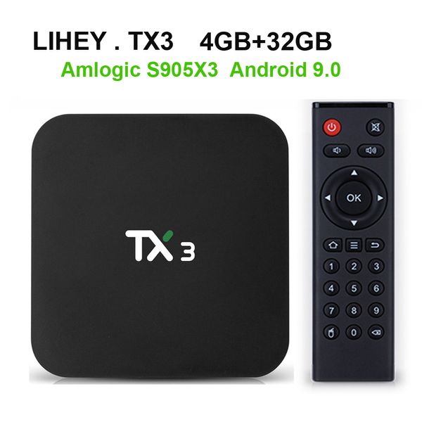 

Оригинальная коробка TV Андроида TX3 9.0 встроенный S905X3 4 ГБ оперативной памяти 32 ГБ ПЗУ 8К 2.4 г 5г беспроводной доступ в интернет ВТ4.2 медиа плеера vs Н96был максимум Х2