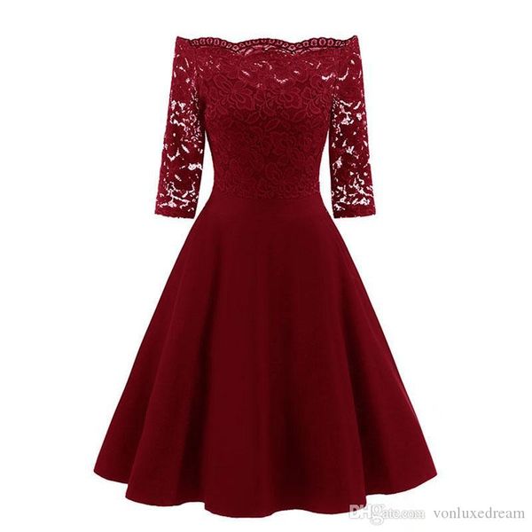 2020 autumn women elegant see through off shoulder skater lace party cocktail mother of bride bodycon dress, Black
2020 autumn women elegant see through off shoulder skater lace party cocktail mother of bride bodycon dress, Black