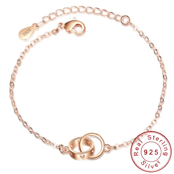 dainty 925 sterling silver round circle interlock bracelet femme argent rose gold chain wristband minimalist braclet women sb037, Black
dainty 925 sterling silver round circle interlock bracelet femme argent rose gold chain wristband minimalist braclet women sb037, Black