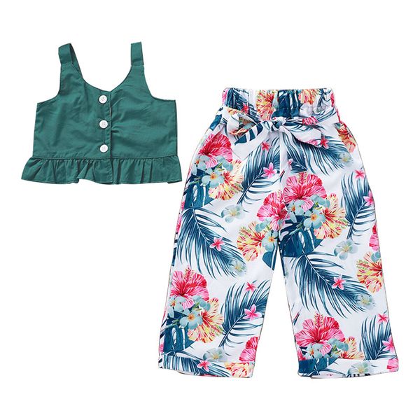 summer baby girl clothes sleeveless short vest loose floral pants casual costume set 2pcs, White
summer baby girl clothes sleeveless short vest loose floral pants casual costume set 2pcs, White