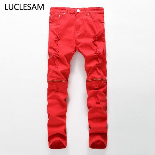 mens skinny destroyed hole jeans with zipper casual color denim pants slim fit jeans for men high elasticity red khaki black 42, Blue
mens skinny destroyed hole jeans with zipper casual color denim pants slim fit jeans for men high elasticity red khaki black 42, Blue