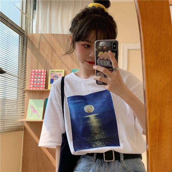 pure cotton short-sleeved female 2020 loose harajuku style loose student casual t-shirt t-shirt fashion, White
pure cotton short-sleeved female 2020 loose harajuku style loose student casual t-shirt t-shirt fashion, White