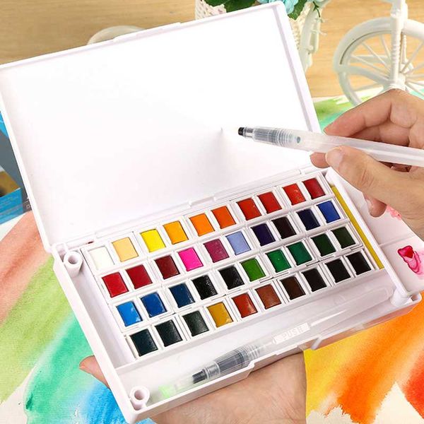 12/18/24/36/40 Colors Solid Waterolor Painting Pigment Set Portable Outdoor Watercolor For School Art Painting Supplies Tools