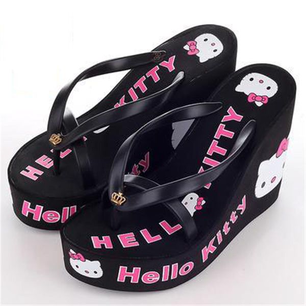 new hello kitty flip-flops woman fashion beach wedges slides high-heeled sandals elegant woman rubber slippers, Black
new hello kitty flip-flops woman fashion beach wedges slides high-heeled sandals elegant woman rubber slippers, Black