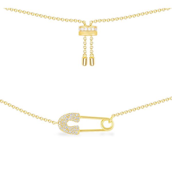 sljely fashion design 925 sterling silver yellow gold color safety pin pendant necklace simple adjust clavicle chain for women
sljely fashion design 925 sterling silver yellow gold color safety pin pendant necklace simple adjust clavicle chain for women