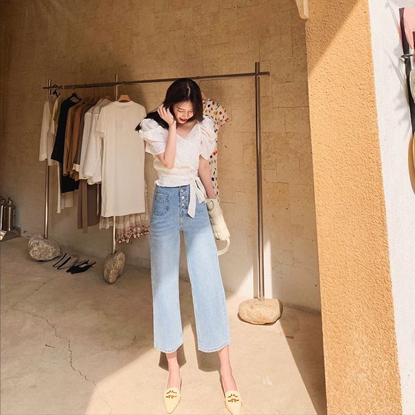 ptree spring show thin straight french eight points of tall waist loose jeans female 2020 new wide-legged pants, Blue
ptree spring show thin straight french eight points of tall waist loose jeans female 2020 new wide-legged pants, Blue