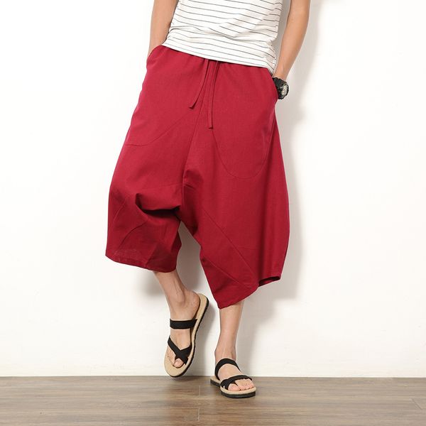 men's pants large size male casual cotton linen summer mid waist loose leisure hip-hop harem solid color drawstring, Black
men's pants large size male casual cotton linen summer mid waist loose leisure hip-hop harem solid color drawstring, Black