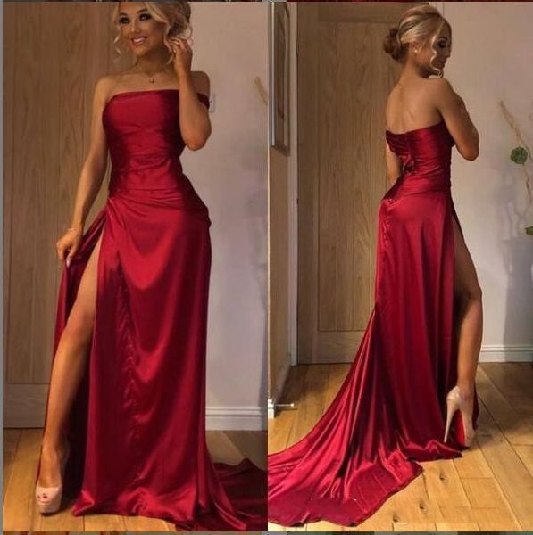 straight stretch new burgundy prom dresses 2020 split front formal dresses evening plus size vestidos de fiesta pd027, Black
straight stretch new burgundy prom dresses 2020 split front formal dresses evening plus size vestidos de fiesta pd027, Black