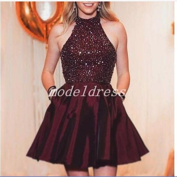 new burgundy short homecoming dresses 2019 jewel backless lace-up crystal beaded mini prom cocktail party dress special occasion dress, Red
new burgundy short homecoming dresses 2019 jewel backless lace-up crystal beaded mini prom cocktail party dress special occasion dress, Red