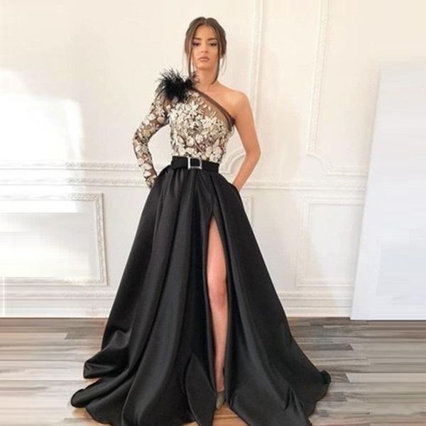 2020 a-line floor length split one shoulder long sleeve applqiues evening wear in stock high-end occasion dress, Black;red
2020 a-line floor length split one shoulder long sleeve applqiues evening wear in stock high-end occasion dress, Black;red