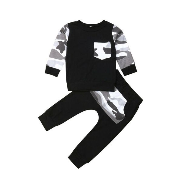2019 new kids baby boy clothes set long sleeve camouflage t-shirt long pant trouser 2pcs autumn clothing set, White
2019 new kids baby boy clothes set long sleeve camouflage t-shirt long pant trouser 2pcs autumn clothing set, White