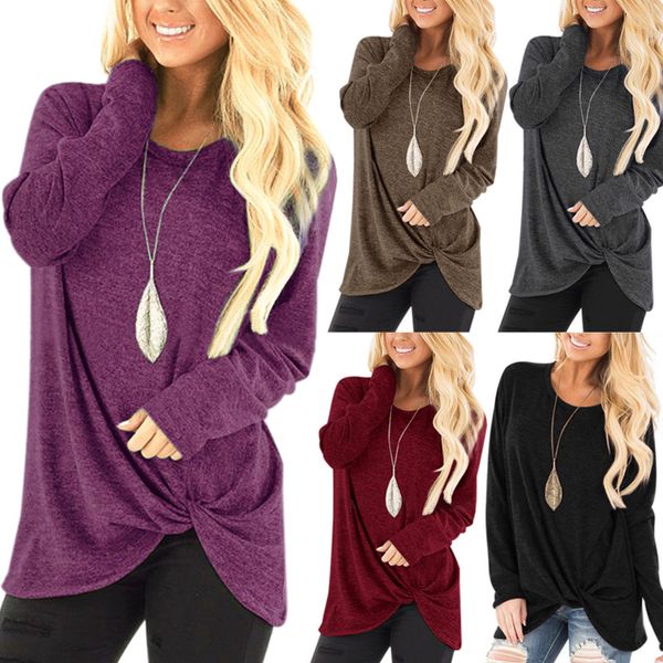 women twisted long sleeve round collar solid color t-shirt breathable for autumn fh99, Black;blue
women twisted long sleeve round collar solid color t-shirt breathable for autumn fh99, Black;blue