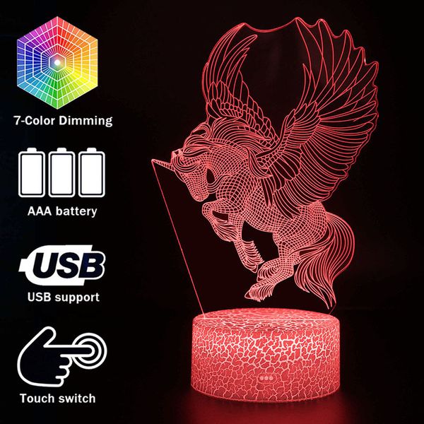 3d illusion unicorn table lamp touch led night light home room rainbow horse lampen decor lighting creative lamp for gift my756
3d illusion unicorn table lamp touch led night light home room rainbow horse lampen decor lighting creative lamp for gift my756