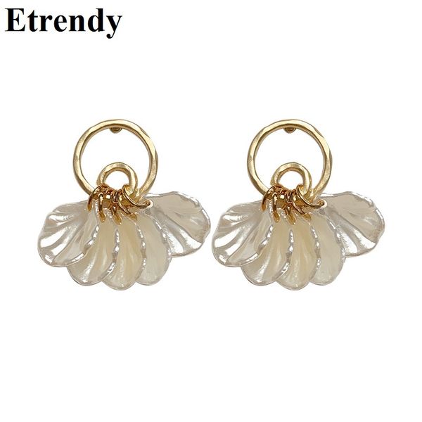 

korean white shell flower petal earrings for women elegant jewelry 2019 new, Silver